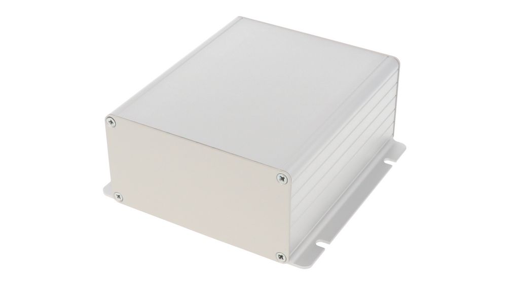 Enclosure with Integrated Flanges, Extruded Aluminium, 120x123x53mm, Clear Anodized, IP54