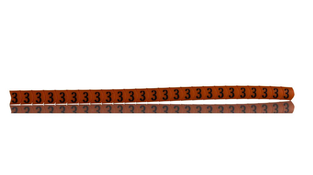 Cable Marker, Pre-printed, PVC, Black on Orange, Pack of 250 pieces