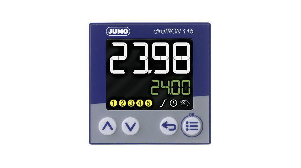 diraTRON Panelmonterad PID-temperaturregulator, 48 x 48 mm 3 ingångar, 3 utgångar 2 reläer, 1 logik, 110 ... 240 V