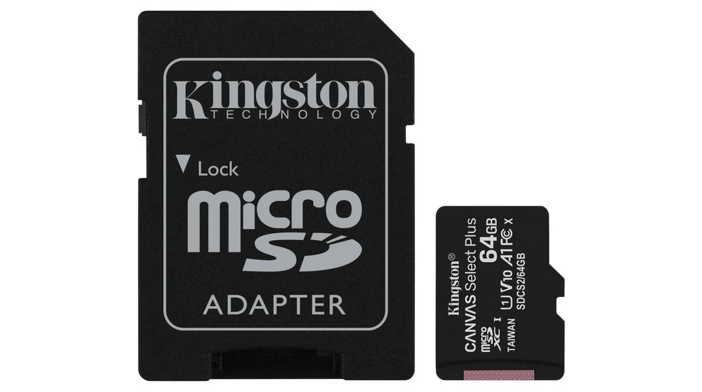 Memory Card, microSD, 64GB, 100MB/s, 10MB/s, Black