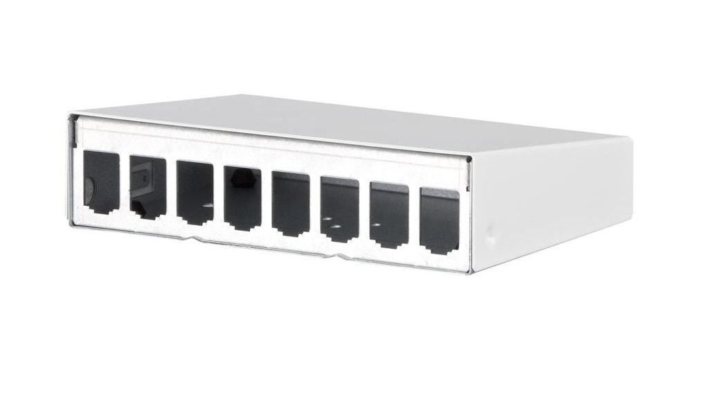 Empty Patch Panel Enclosure, Modul 8 Ports Surface Mounted White