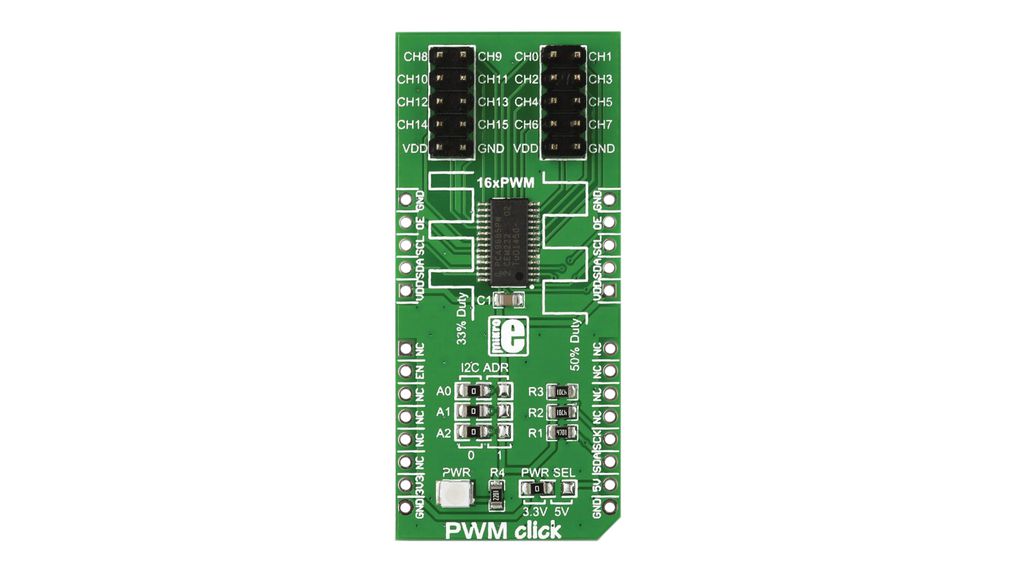 MIKROE-1898 | Mikroelektronika PWM Click I2C to PWM Interface Module 5V ...
