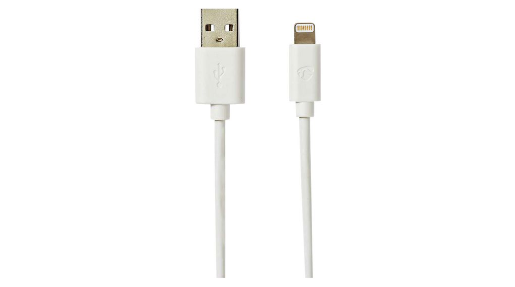 Cable, Apple Lightning - USB A-stik, 1m, USB 2.0, Hvid