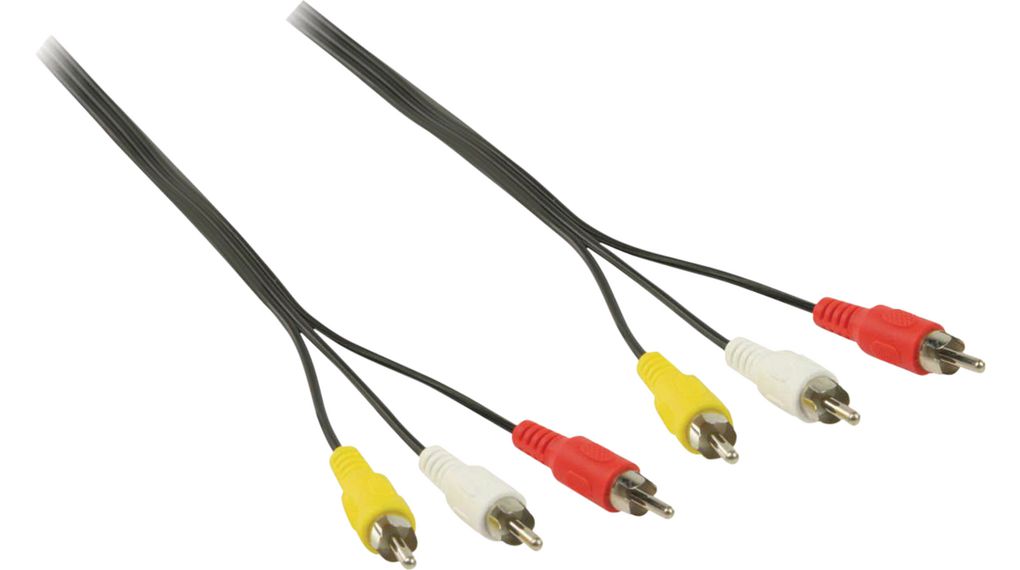 Composite Video Cable, 3x RCA Plug - 3x RCA Plug, 3m
