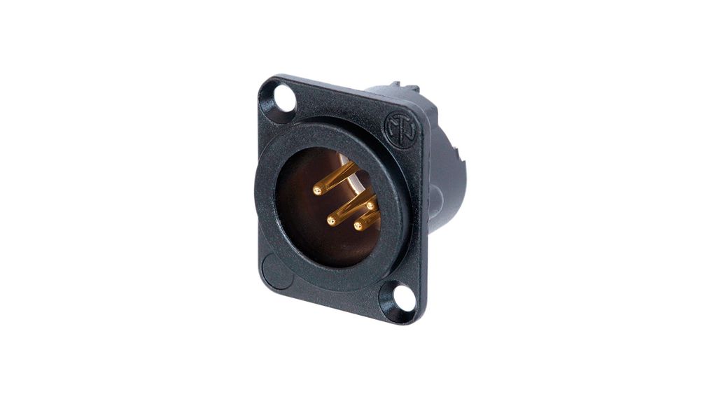 XLR Connector, Plug, Straight, Panel Mount, Poles - 4