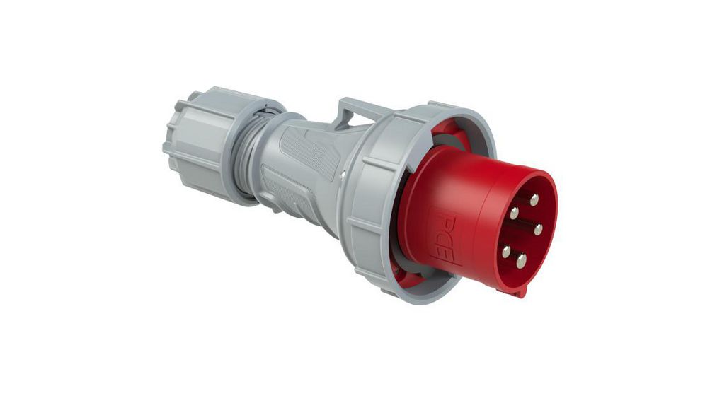 CEE Plug POWER TWIST, Red / White, 5P, Cable Mount, 16mm², 63A, IP67, 400V
