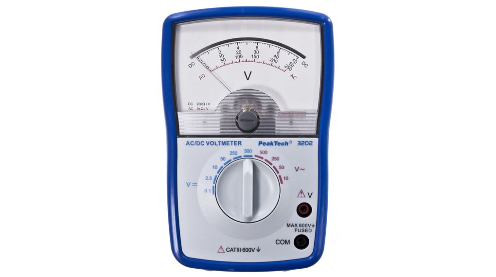 Analogue Voltmeter, 500VAC/VDC, Analogue, Visual