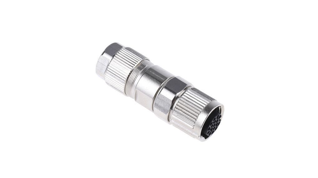 Circular Connector, 17 Contacts, Cable Mount, M12 Connector, Socket, Female, IP67, SACC Series