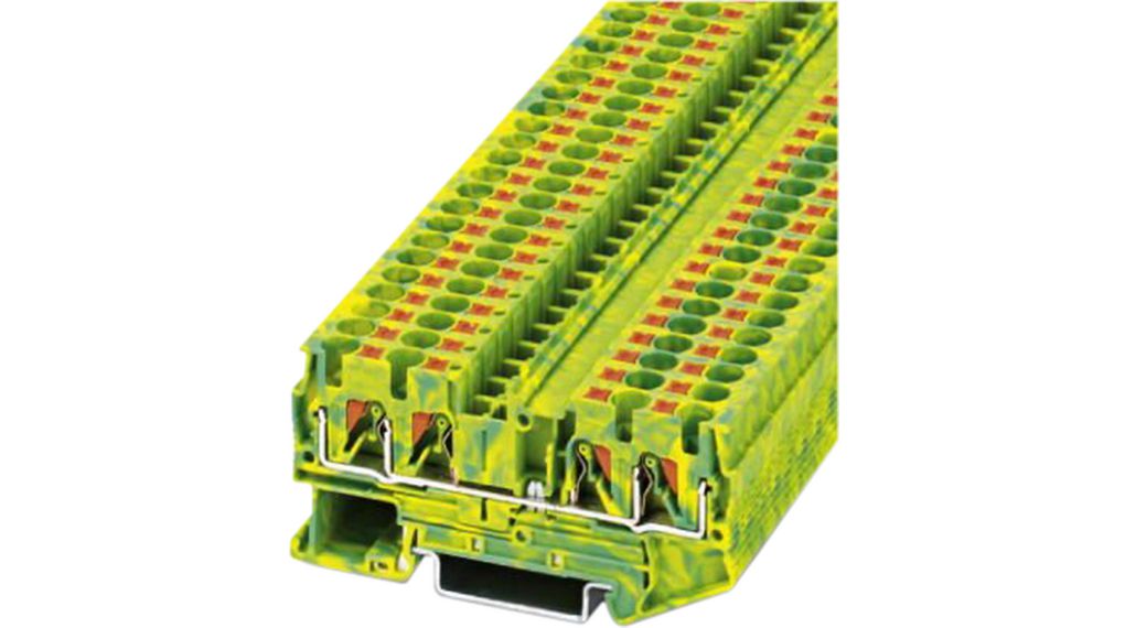 Terminal Block, Push-In, 4 Poles, , 0.2 ... 6mm², Green / Yellow