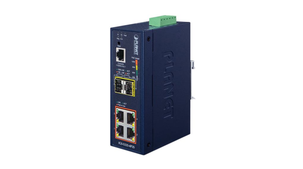PoE Switch, Managed, 1Gbps, 144W, RJ45 Ports 4, PoE Ports 4, Fibre Ports 2SFP