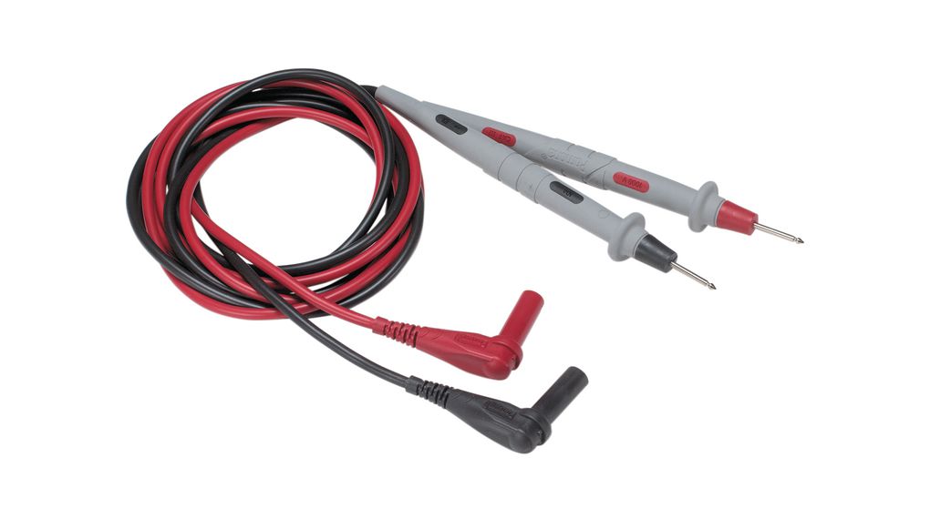 Testsladdsats till multimeter, 1.22m, Svart, grå, röd, Rostfritt stål