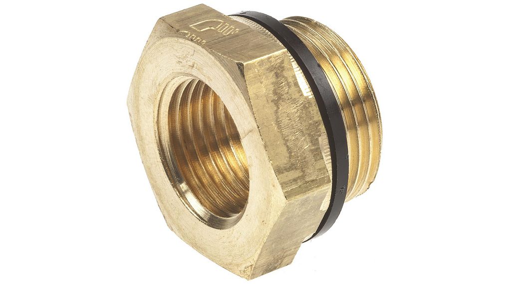 Legris Brass Pipe Fitting, Straight Threaded Reducer, Male G 3/4in to Female G 1/2in