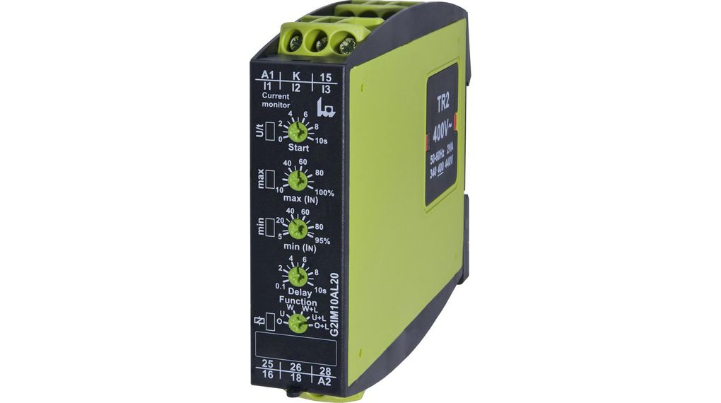 Tele Current Monitoring Relay, 1 Phase, DPDT, DIN Rail, DPDT