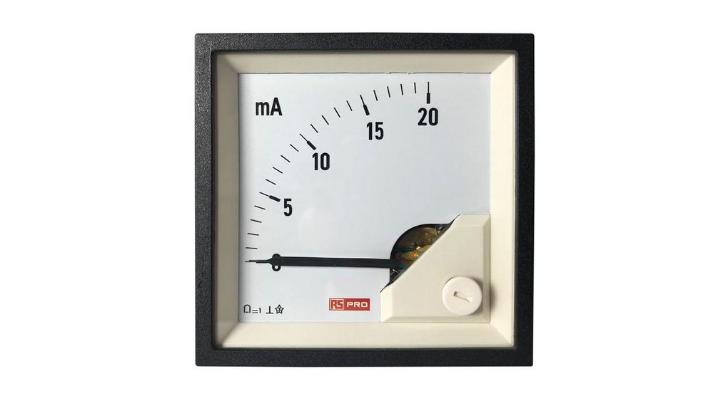 Analogue Panel Ammeter 20 (Input)mA DC, 68mm x 68mm, 1 % Moving Coil