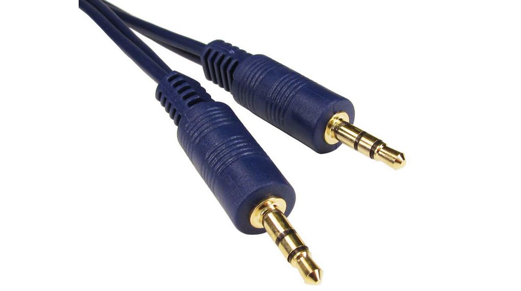 Male 3.5mm Stereo Jack to Male 3.5mm Stereo Jack Aux Cable, Blue, 10m
