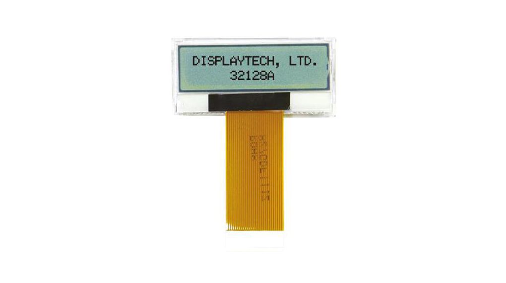 Displaytech 32128A-FC-BW-3 Graphic LCD Display, White on Black, Transflective