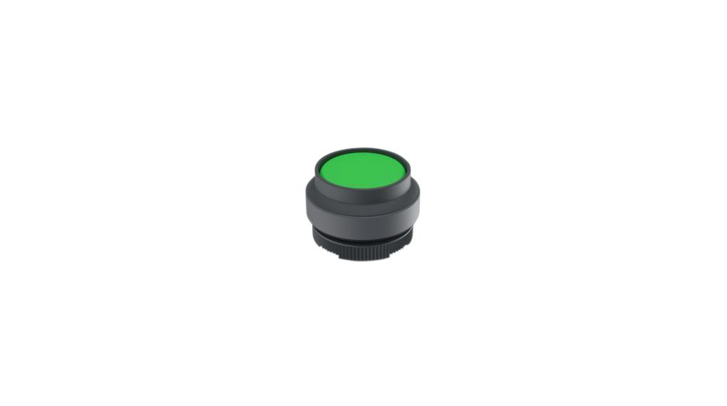 Pushbutton Actuator with Black Raised Frontring Momentary Function Round Button Green IP65 RAFIX 22 FS+