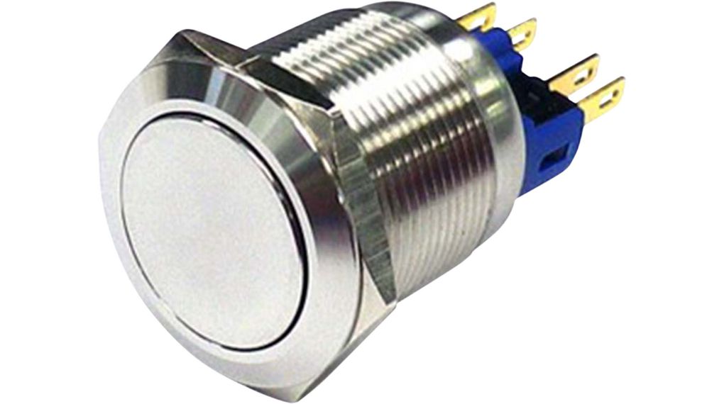 Anti-Vandal Push-Button Switch, 1CO, Momentary Function, IP65, Blade Terminal, 2.8 x 0.5 mm