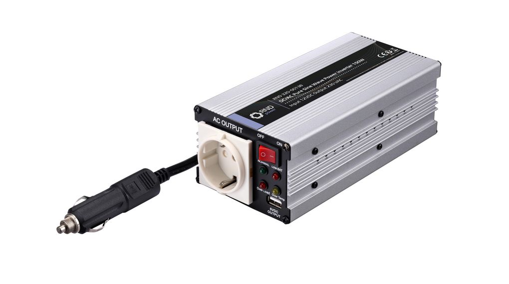 Tiszta szinusz hullámú DC/AC inverter 12V 150W DE F típusú (CEE 7/3) aljzat / USB A aljzat