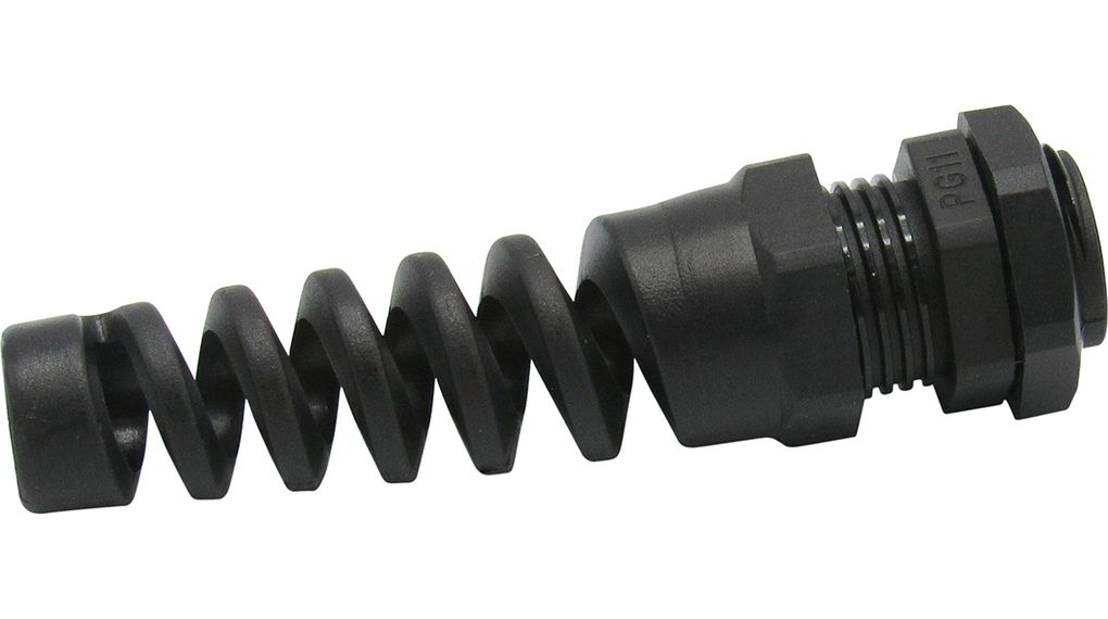 Spiral Cable Gland, 5 ... 10mm, PG11, Polyamide, Black