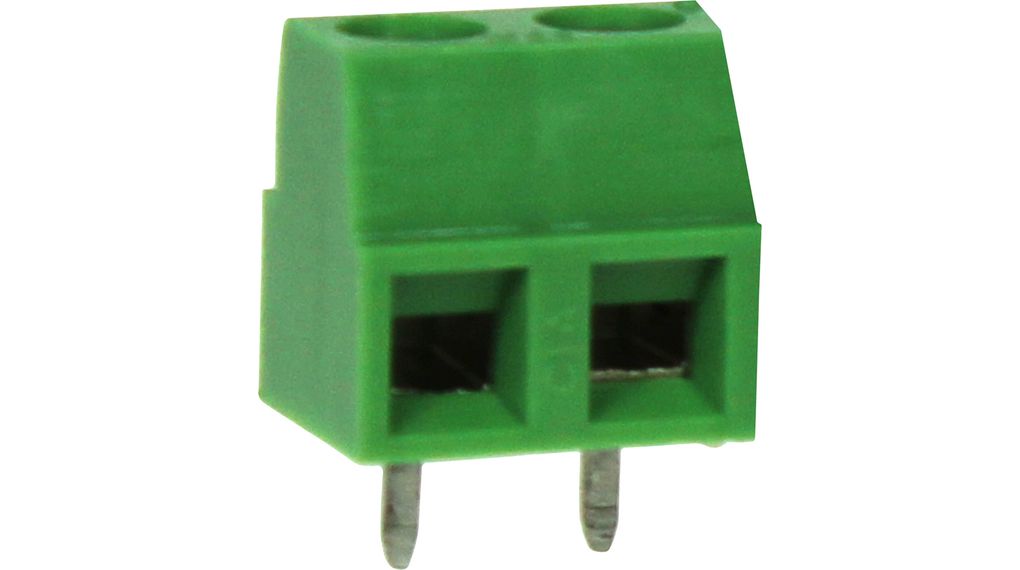 Low Profile Rising Clamp Terminal Block, THT, 5.08mm Pitch, Right Angle, Screw, Clamp, 2 Poles