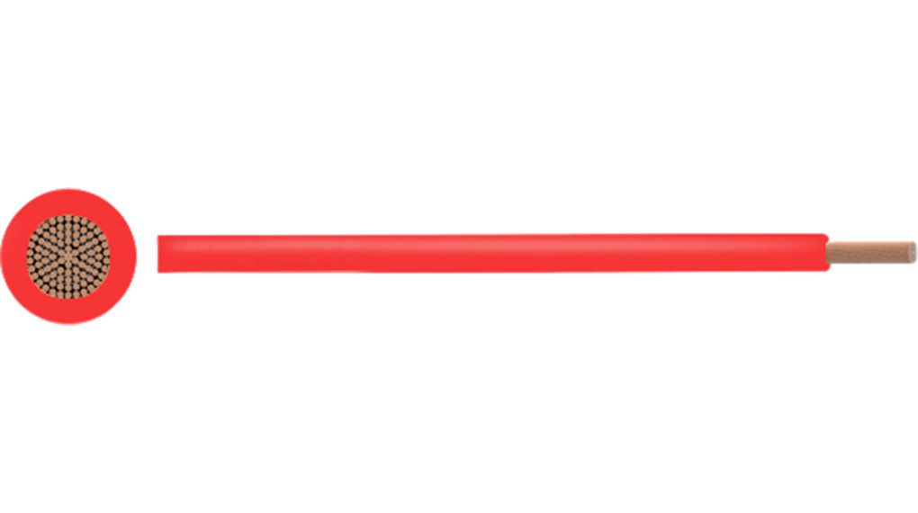 Fåtrådig ledare PVC 1mm² Naken koppar Röd H05V-K 100m