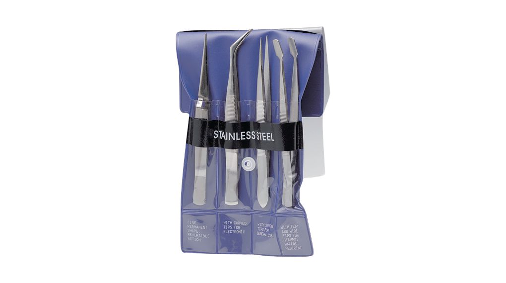Tweezers, 4pcs Precision Stainless Steel Sharp / Flat / Angled / Narrow Pointed