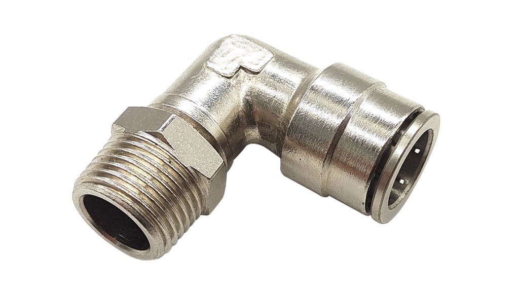 L-Fitting, Brass, R1/8", Male Thread - Ø6 mm, Push-In Connector