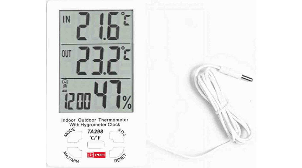 Termohygrometer til indendørs eller udendørs brug, 10 ... 99%, -40 ... 70°C