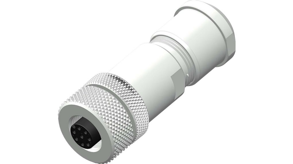 Circular Connector, M12, Socket, Straight, Poles - 8, Screw, Cable Mount, 57mm