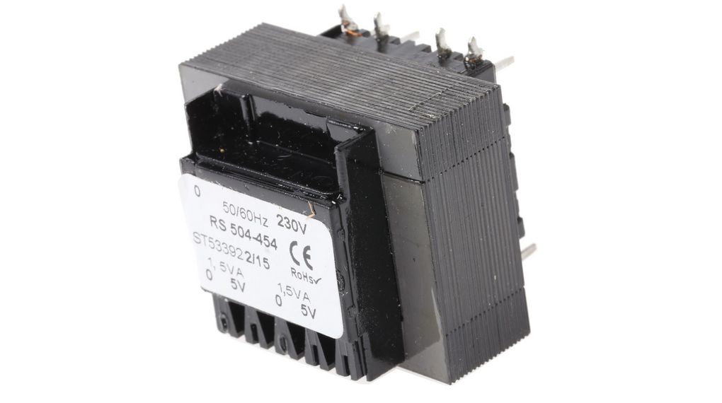 PCB Transformer, 230 VAC, 2x 5 VAC, 3VA