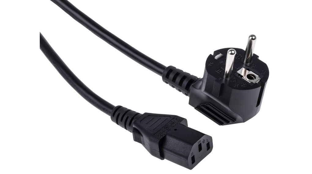 Kable do urządzeń IEC IEC 60320 C13 - Wtyk DE/FR typu F/E (CEE 7/7) 5m Czarny