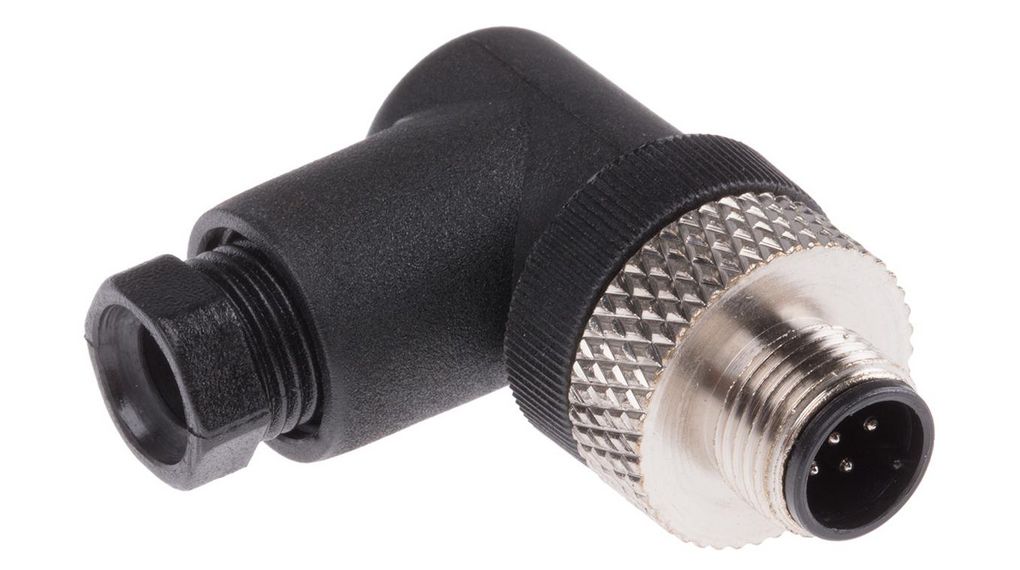 Circular Connector, M12, Plug, Right Angle, Poles - 5, Screw, Cable Mount, 32mm