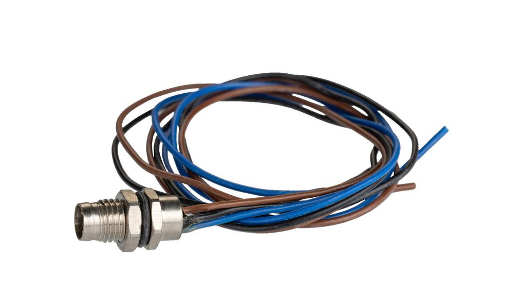 Cirkulärt kontaktdon, M8, Anslutningsdon, Rak, Poler - 3, Kopplingsplint, Panelfäste, 500mm