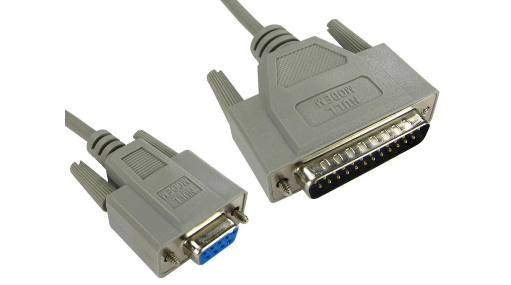 Serial Cable D-SUB 9-Pin Female - D-SUB 25-Pin Male 2m Grey