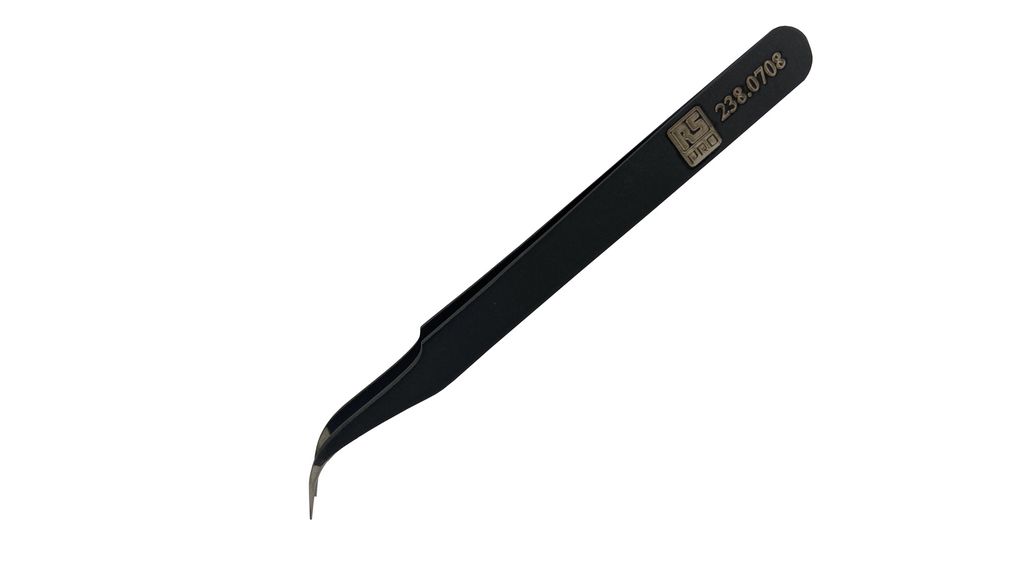 Tweezers ESD Carbon Steel Very Fine / Curved 120mm