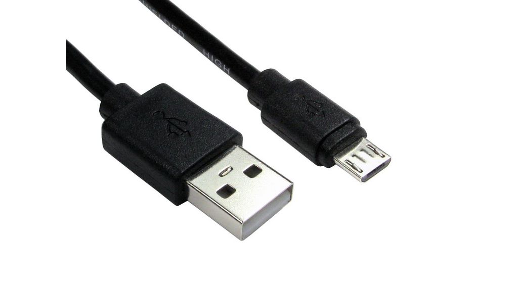 Kabel, USB A-Stecker - USB Micro-B-Stecker, 1m, USB 2.0, Schwarz