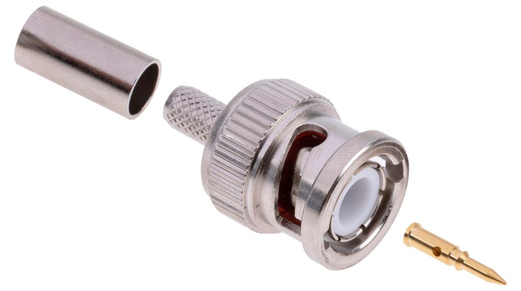 RF Connector, BNC, Plug, RG-58, Cable Mount, Straight, Crimp