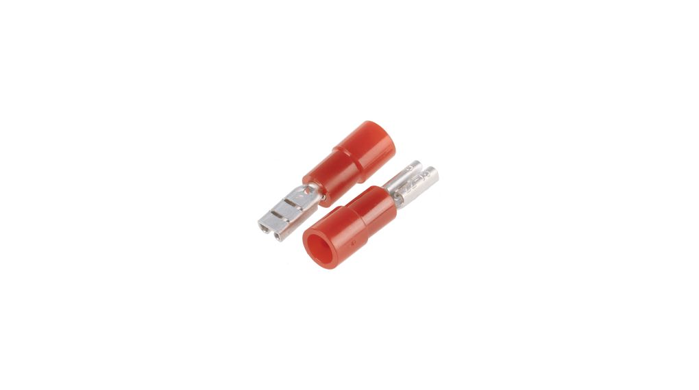 Spade Connector, Partially Insulated, Red, 0.5 ... 1.5mm², Socket, Pack of 100 pieces