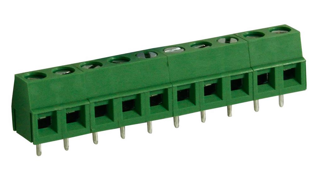 Kretskortskopplingsplint, THT, 10A, 5mm, Poler - 10, Paket med 5 delar