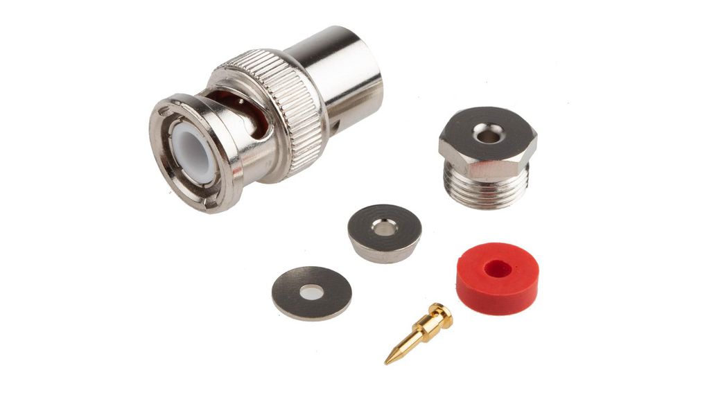 RF Connector, BNC, Brass, Plug, Straight, 50Ohm, Clamp Terminal