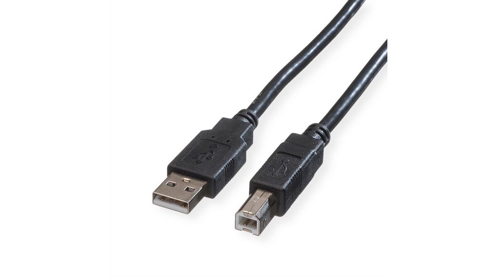 Cable, USB-A-stekker - USB-B-stekker, 3m, USB 2.0, Zwart
