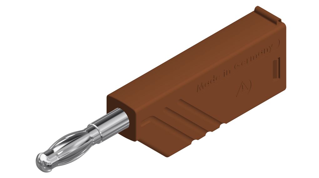 Banana Plug Insulated Unshrouded 4 mm Brass Nickel 30VAC 60VDC 24A Screw Terminal Brown