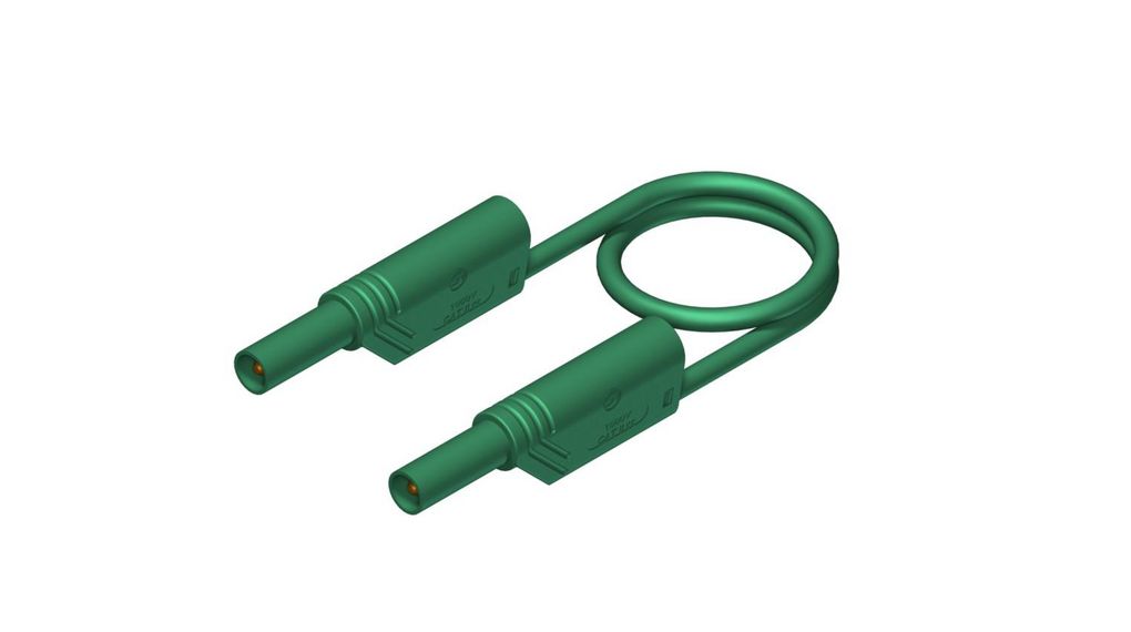 Säkerhetstestkabel, skyddad Polyamid 32A Nickelpläterad mässing 500mm Grön