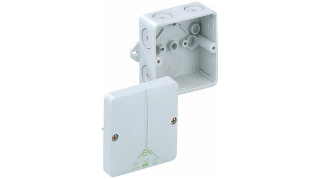 Junction Box, 2.5mm², 80x80x52mm, Cable Entries 8, Polystyrene