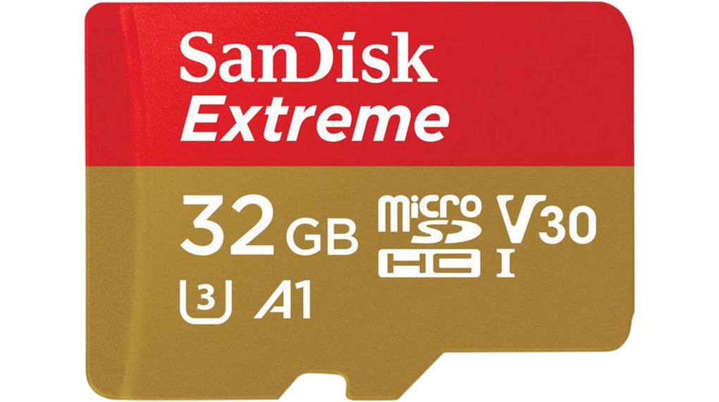 Memory Card, microSD, 32GB, 100MB/s, 60MB/s, Gold / Red
