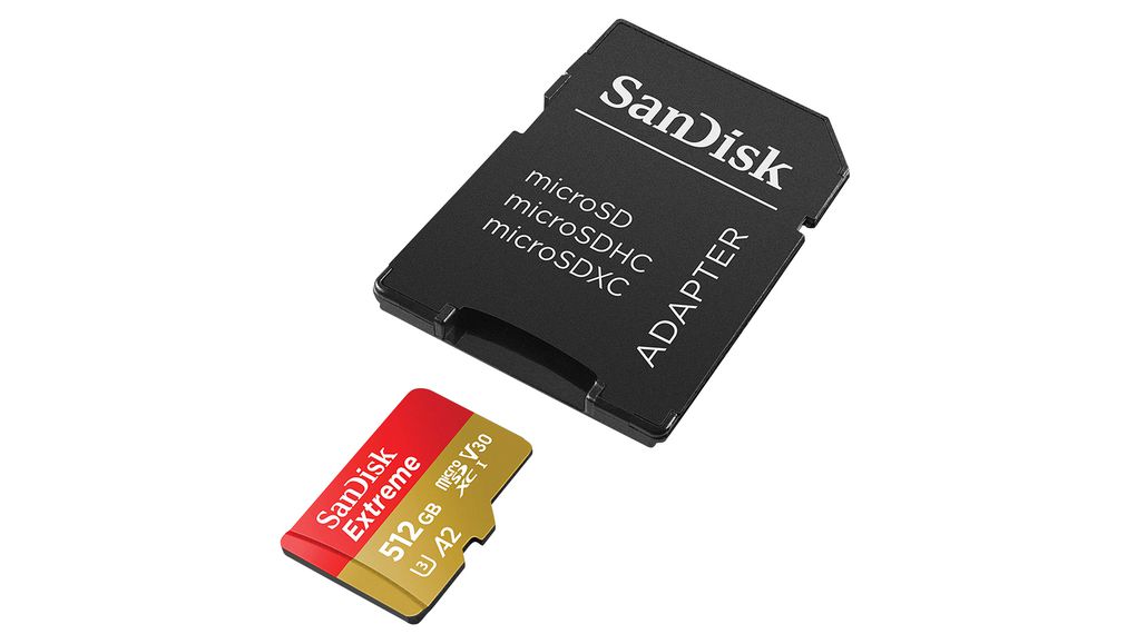 Industrielt minnekort, microSD, 512GB, 200MB/s, 140MB/s, Svart
