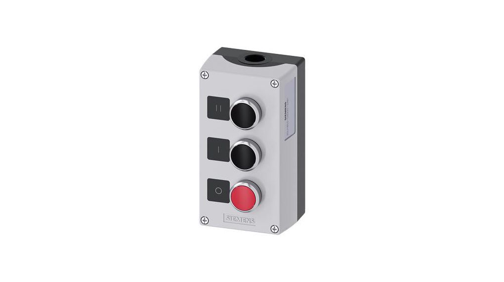 Control Station with 3 Pushbutton Switches, Black, Red, 2NO + 1NC, Screw Terminal