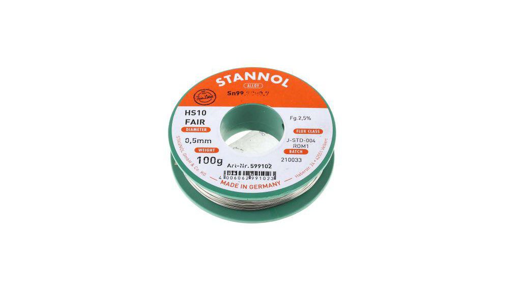 Stannol Wire, 0.5mm Lead Free Solder, 227°C Melting Point