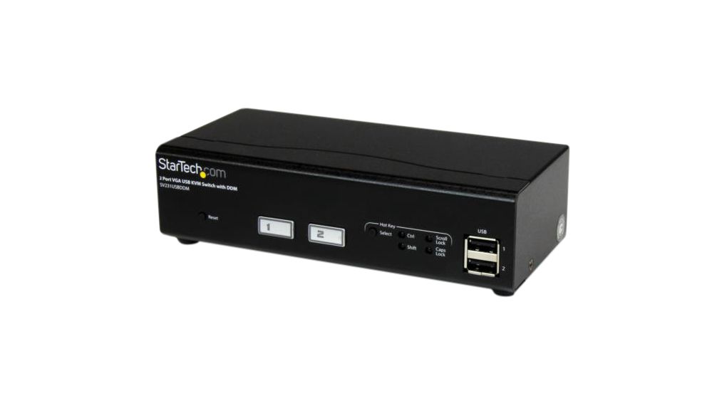2-port USB VGA KVM-svitsj med DDM-teknologi for rask svitsjeteknologi, kabler og USB-hub, 1920 x 1440, VGA - USB-A